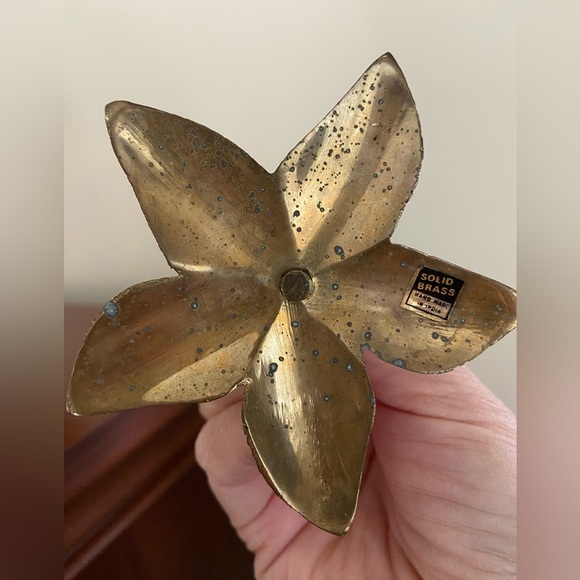 Set of 3 Solid Brass Flower Candle Holders Lotus ? - Picture 10 of 12